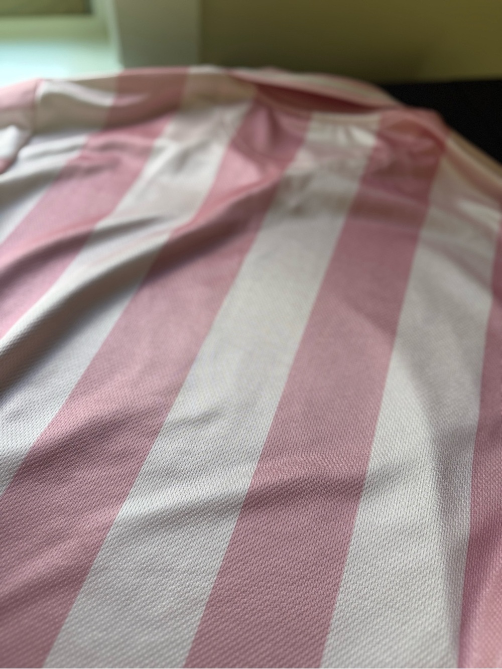 H&M, Pink & White Striped Mens Jersey Polo Shirt - Picture 4 of 4